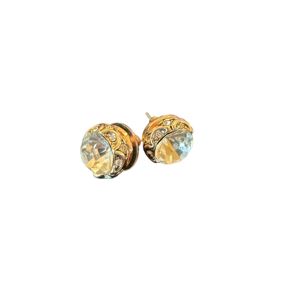 Crystal Gold and Silver Stud Earrings